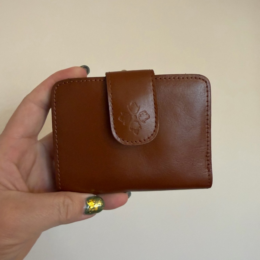 Patricia Nash Brown Leather Snap Card Wallet